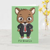Cute rat cartoon illustratie kaart (Gele Bloem)