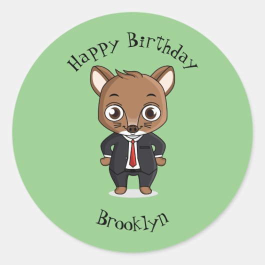 Cute rat cartoon illustratie ronde sticker (Voorkant)