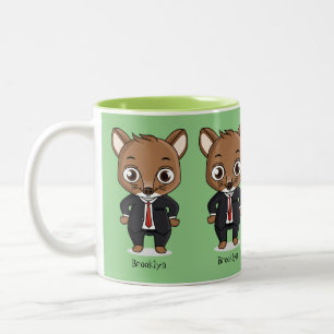 Cute rat cartoon illustratie tweekleurige koffiemok