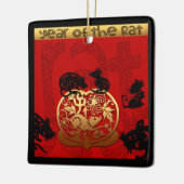 Cute Rat Chinese Year Zodiac Birthday Square O Keramisch Ornament (Links)