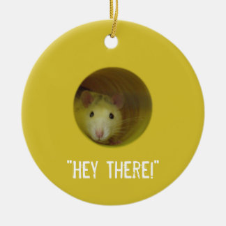 Cute Rat in een hole Funny Animal Keramisch Ornament
