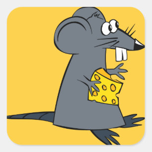 Cute Rat met kaas Vierkante Sticker