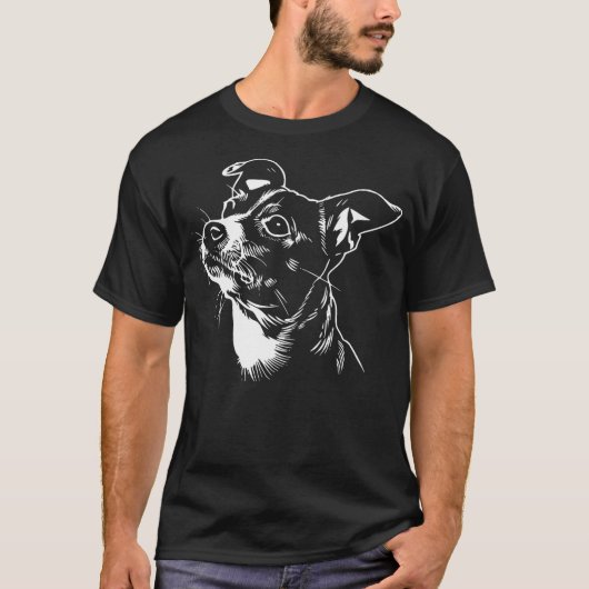 Cute Rat Terrier Face Dog Graphic Design T-shirt (Voorkant)