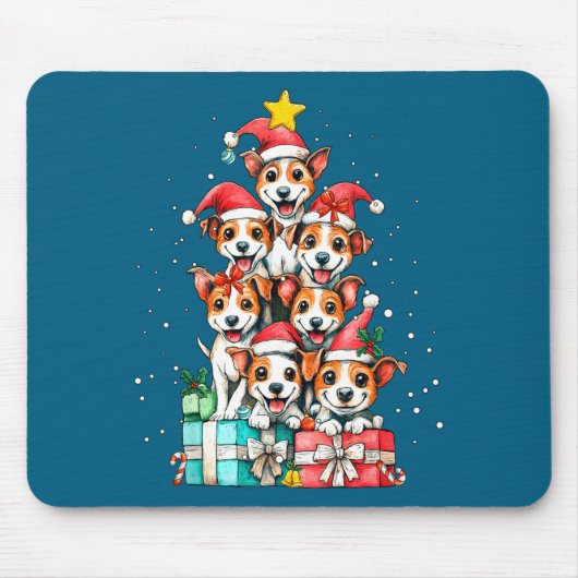 Cute Rat Terrier Le Dog Christmas Tree Xmas  Muismat (Voorkant)