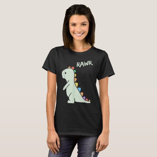 Cute Rawr Dinosaur Cartoon Kids Design T-shirt (Voorkant volledig)