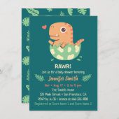 Cute Rawr Dinosaur Hatches uit eig Baby shower Kaart (Voorkant / Achterkant)
