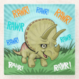 Cute RAWR Triceratops Glazen Onderzetter