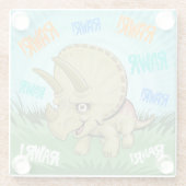 Cute RAWR Triceratops Glazen Onderzetter (Achterkant)