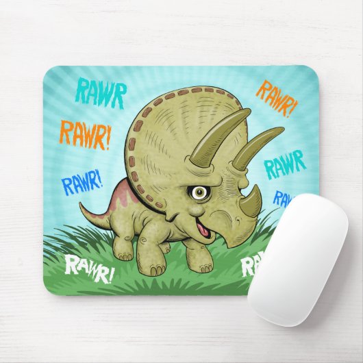 Cute RAWR Triceratops Muismat (Met muis)