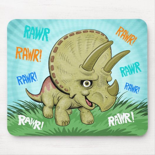 Cute RAWR Triceratops Muismat (Voorkant)