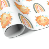 Cute Ray of Sunshine Rainbow Summer Baby shower Cadeaupapier (Rol Hoek)