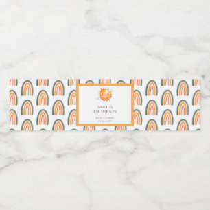 Cute Ray of Sunshine Rainbow Welcome Baby shower Waterfles Etiket
