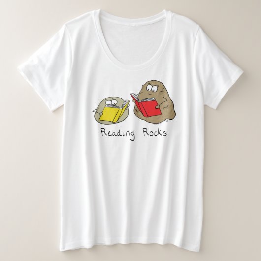 Cute Reading Books Library Kinder Cartoon Grote Maat T-shirt (Design voorkant)