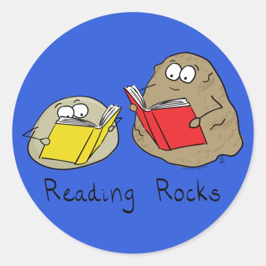 Cute Reading Books Library Kinder Cartoon Ronde Sticker (Voorkant)