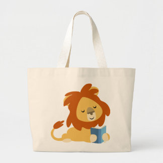Cute Reading Cartoon Lion Bag Grote Tote Bag