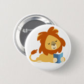 Cute Reading Cartoon Lion Button Badge (Voorkant /achterkant)