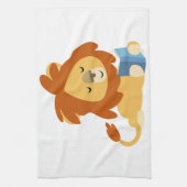 Cute Reading Cartoon Lion Kitchen Towel Theedoek (Verticaal)
