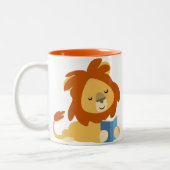 Cute Reading Cartoon Lion Mok (Links)
