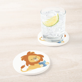 Cute Reading Cartoon Lion Onderzetter