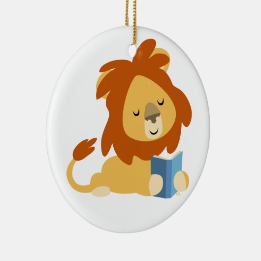 Cute Reading Cartoon Lion Ornament (Rechts)