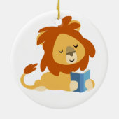 Cute Reading Cartoon Lion Ornament (Achterkant)