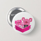 Cute Reading Cartoon Pig Family Button Badge (Voorkant /achterkant)