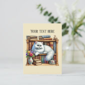 Cute reading cat lovers briefkaart (Staand voorkant)