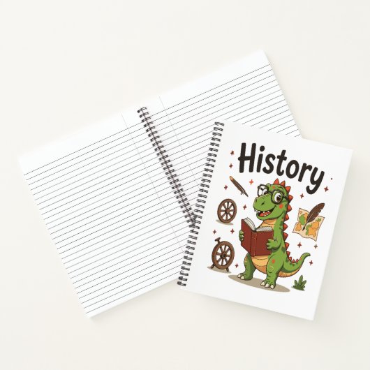 Cute Reading Dinosaur History Buff Notebook  Notitieboek (Binnen)