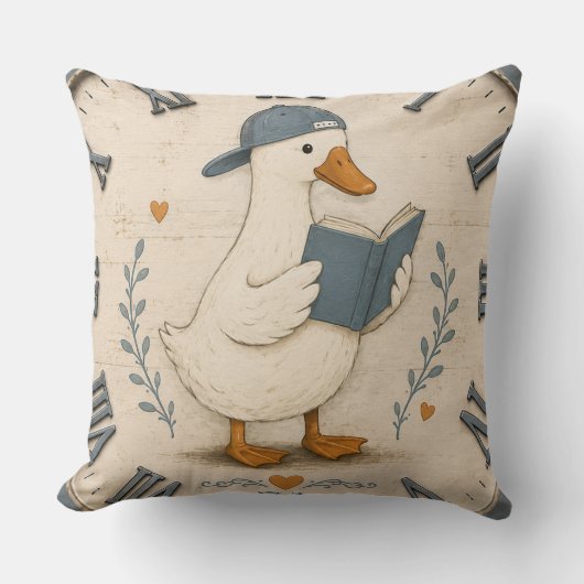 Cute Reading Duck Book Lover Whimsical Nursery  Kussen (Voorkant)