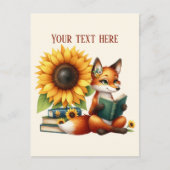 Cute reading fox customizable briefkaart (Voorkant)