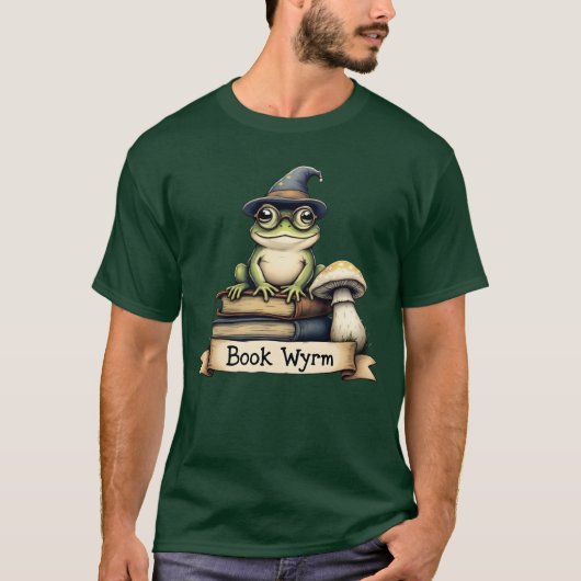 Cute Reading Frog Fantasy Design T-Shirt (Voorkant)
