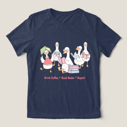 Cute Reading Geese T-Shirt • Book Lover Tee (Design voorkant)