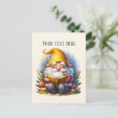 Cute reading gnome customizable briefkaart (Staand voorkant)