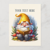 Cute reading gnome customizable briefkaart (Voorkant)