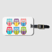 Cute reading owls bagagelabel (Voorkant (horizontaal))