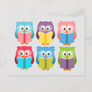 Cute reading owls briefkaart