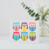 Cute reading owls briefkaart (Staand voorkant)