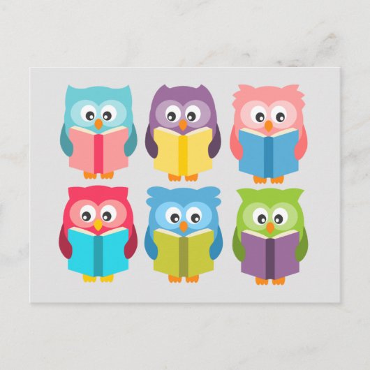 Cute reading owls briefkaart (Voorkant)