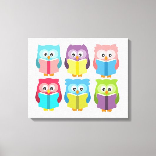 Cute reading owls canvas afdruk (Voorkant)