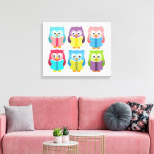 Cute reading owls canvas afdruk (Insitu (Woonkamer))