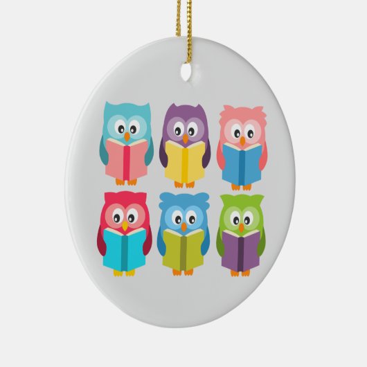 Cute reading owls keramisch ornament (Rechts)