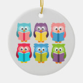 Cute reading owls keramisch ornament (Voorkant)