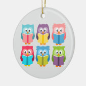 Cute reading owls keramisch ornament (Links)