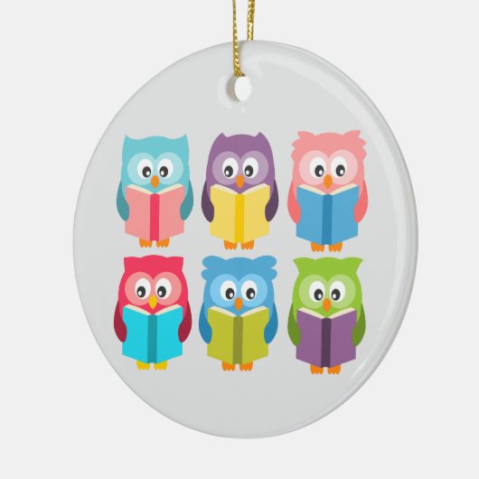 Cute reading owls keramisch ornament (Links)