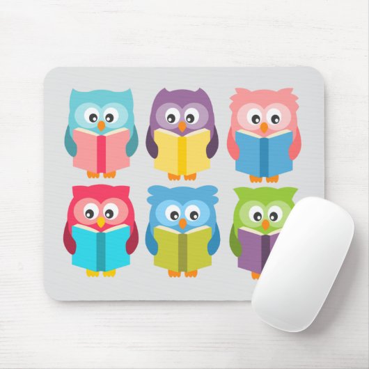 Cute reading owls muismat (Met muis)