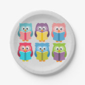Cute reading owls papieren bordje (Voorkant)