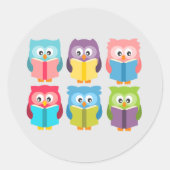 Cute reading owls ronde sticker (Voorkant)