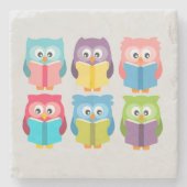 Cute reading owls stenen onderzetter (Voorkant)