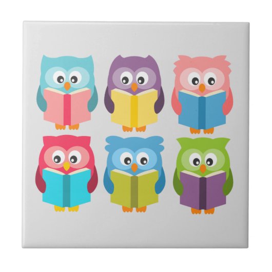 Cute reading owls tegeltje (Voorkant)