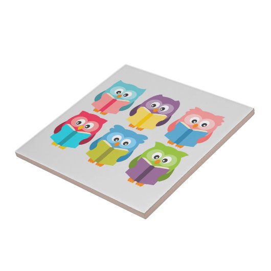 Cute reading owls tegeltje (Zijkant)